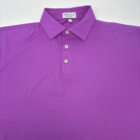 Peter Millar Summer Comfort Large Solid Purple Short Sleeve Golf Polo Shirt - Picture 1 of 6